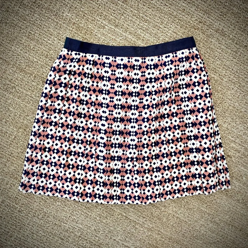 J. Crew Tile Silk Pleated Mini Skirt, size 4